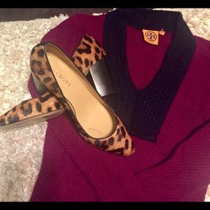 Leopard Haircalf wide heel pumps